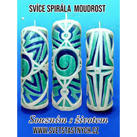 Svíčka Moudrost 15cm modrá spirála